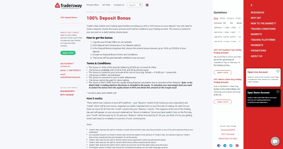 TradersWay Review deposit bonus info TradersWay Review deposit bonus info